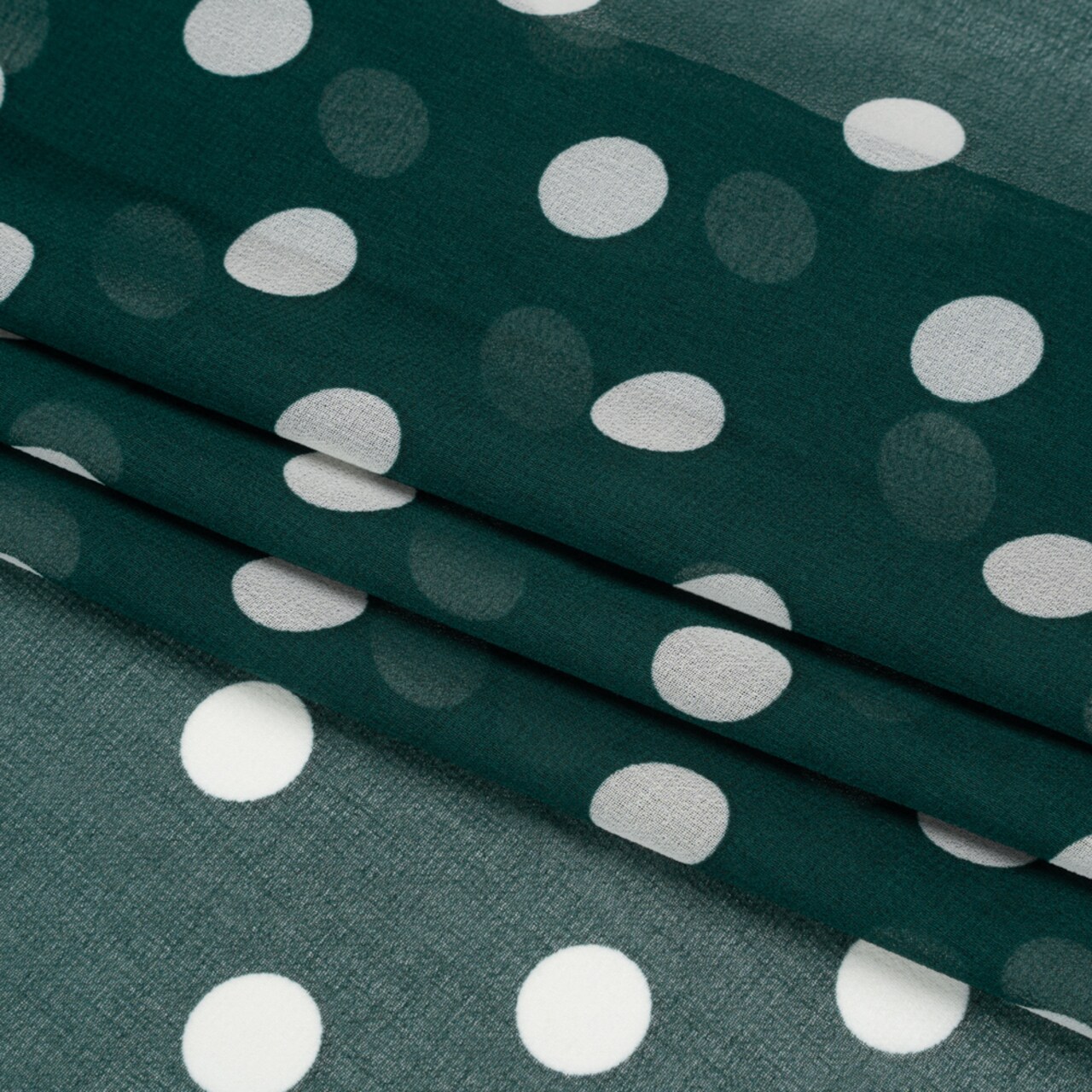 1 Yard Teal and White Polka Dot Nylon Georgette Lightweight Fabric for Dressmaking 59 inch Width